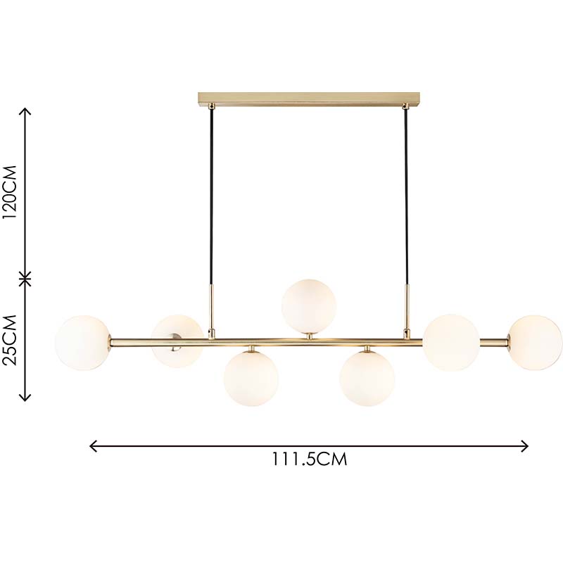 Nordic Authenic Design Suspension Décorative Réglable Suspension Lumière 7lys Matt Brass & Opal Glass G9