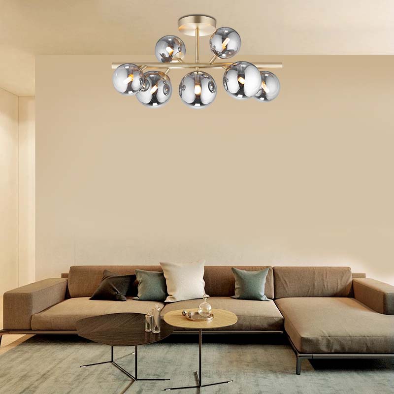 Plafonnier décoratif de luxe Nordic Authenic Ceiling 7lys Matt Brass & Full Smoky Glass G9